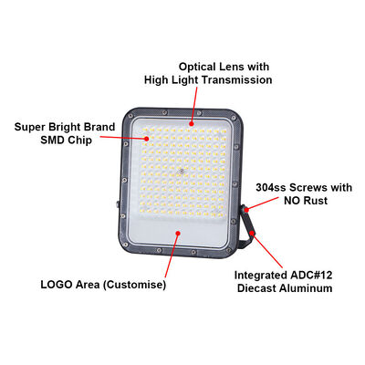 KCD Electric Portable Adjustable Waterproof IP65 High Brightness 100lm/W Outdoor LED Flood Light AC 30w-400w